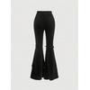 image:imageGORGLITTER Womens Lace Goth Bell Bottom Pants Mesh Flare High Waisted Flared LeggingsBlack Lace