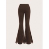 image:imageGORGLITTER Womens Lace Goth Bell Bottom Pants Mesh Flare High Waisted Flared LeggingsCoffee Brown