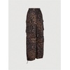 image:imageGORGLITTER Womens Leopard Parachute Pants Cheetah Print Baggy Cargo Track Pants Y2K Elastic High Waisted TrousersBrown