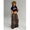 image:imageGORGLITTER Womens Leopard Parachute Pants Cheetah Print Baggy Cargo Track Pants Y2K Elastic High Waisted TrousersYellow