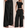 image:imageGORGLITTER Womens Low Rise Dress Pants Going Out Formal Outfits Wide Leg Work Slacks Pants Business Casual TrousersBlack