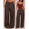 image:imageGORGLITTER Womens Low Rise Dress Pants Going Out Formal Outfits Wide Leg Work Slacks Pants Business Casual TrousersBrown