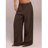 image:imageGORGLITTER Womens Low Rise Dress Pants Going Out Formal Outfits Wide Leg Work Slacks Pants Business Casual TrousersBrown