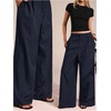 image:imageGORGLITTER Womens Low Rise Dress Pants Going Out Formal Outfits Wide Leg Work Slacks Pants Business Casual TrousersMedium Blue