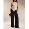 image:imageGORGLITTER Womens Low Rise Dress Pants Going Out Formal Outfits Wide Leg Work Slacks Pants Business Casual TrousersSolid Black