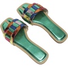 image:imageGORGLITTER Womens Metallic Flat Sandals Dressy Slippers Sparkly Summer Cute Open Toe Slip on Slides Beach Sandal 2025Green Multi
