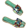 image:imageGORGLITTER Womens Metallic Flat Sandals Dressy Slippers Sparkly Summer Cute Open Toe Slip on Slides Beach Sandal 2025Green Multi
