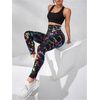 image:imageGORGLITTER Womens Neon 80s Leggings Rave High Waisted Y2K Festival Skinny PantsBlack Multi