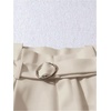 image:imageGORGLITTER Womens Pleated Lace Belted Dress Shorts Wide Leg Tailored Formal Dressy Work Shorts with PocketsApricot