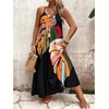 image:imageGORGLITTER Womens Plus Size Summer Dress Boho Beach Sundress Bump Friendly Tropical Sleeveless Maxi Long Cruise DressBlack Print