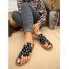 image:imageGORGLITTER Womens Rainbow Dressy Flat Sandals Trendy 2026 Vacation Beach Open Toe Thong Sandals Summer SlidesBlack and White