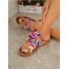 image:imageGORGLITTER Womens Rainbow Dressy Flat Sandals Trendy 2026 Vacation Beach Open Toe Thong Sandals Summer SlidesPink Colorful