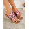 image:imageGORGLITTER Womens Rainbow Dressy Flat Sandals Trendy 2026 Vacation Beach Open Toe Thong Sandals Summer SlidesPink Colorful