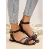 image:imageGORGLITTER Womens Sparkly Glitter Rhinestone Flat Sandals Comfortable Dressy Open Toe Bling Sandals Summer Wedding ShoesBlack