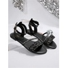 image:imageGORGLITTER Womens Sparkly Glitter Rhinestone Flat Sandals Comfortable Dressy Open Toe Bling Sandals Summer Wedding ShoesBlack