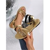 image:imageGORGLITTER Womens Sparkly Glitter Rhinestone Flat Sandals Comfortable Dressy Open Toe Bling Sandals Summer Wedding ShoesGold