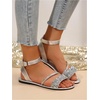 image:imageGORGLITTER Womens Sparkly Glitter Rhinestone Flat Sandals Comfortable Dressy Open Toe Bling Sandals Summer Wedding ShoesSilver