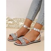 image:imageGORGLITTER Womens Sparkly Glitter Rhinestone Flat Sandals Comfortable Dressy Open Toe Bling Sandals Summer Wedding ShoesSilver