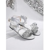 image:imageGORGLITTER Womens Sparkly Glitter Rhinestone Flat Sandals Comfortable Dressy Open Toe Bling Sandals Summer Wedding ShoesSilver