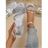 image:imageGORGLITTER Womens Sparkly Glitter Rhinestone Flat Sandals Comfortable Dressy Open Toe Bling Sandals Summer Wedding ShoesSilver