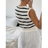 image:imageGORGLITTER Womens Striped Button Up Cropped Sweater Vest Sleeveless V Neck Boho Knitted Tank TopsBlack and White