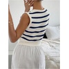 image:imageGORGLITTER Womens Striped Button Up Cropped Sweater Vest Sleeveless V Neck Boho Knitted Tank TopsBlue and White