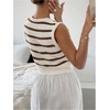 image:imageGORGLITTER Womens Striped Button Up Cropped Sweater Vest Sleeveless V Neck Boho Knitted Tank TopsCoffee Brown