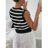 image:imageGORGLITTER Womens Striped Button Up Cropped Sweater Vest Sleeveless V Neck Boho Knitted Tank TopsWhite and Black