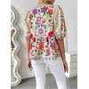 image:imageGORGLITTER Womens Tie Front Floral Peplum Tops Bow Puff Short Sleeve Babydoll ShirtMulticolor