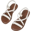 image:imageGORGLITTER Girls Sandals Dressy Ankle Strap Sandal Open Toe Bridal Slides Flats Summer Cute Vacation SandalsBeige White