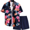 image:imageGORGLITTER Mens 2 Piece Vacation Beach Outfits Floral Button Down Shirt and Shorts Cruise Attire SetsBlue Floral