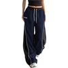 image:imageGORGLITTER Womens Baggy Track Pants Y2K Color Block Drawstring Barrel Parachute Pants High Waisted Streetwear PantBlue
