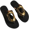 image:imageGORGLITTER Womens Gold Flip Flops Square Toe Summer Sandals 2026 Wedding Dressy Vacation Beach Slides ShoesBlack Metal Decor