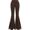 image:imageGORGLITTER Womens Lace Goth Bell Bottom Pants Mesh Flare High Waisted Flared LeggingsCoffee Brown