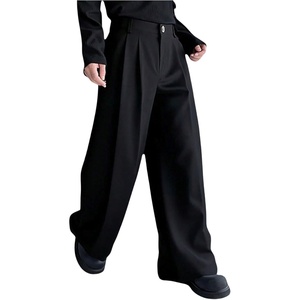 image:imageGORGLITTER Mens Baggy Wide Leg Dress Pants Pleated Work Suit Pants High Waisted Slacks Business Casual TrousersBlack