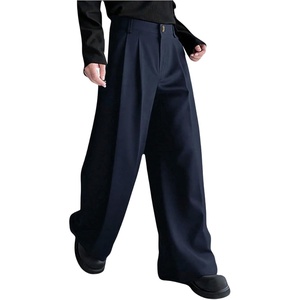 image:imageGORGLITTER Mens Baggy Wide Leg Dress Pants Pleated Work Suit Pants High Waisted Slacks Business Casual TrousersBlue