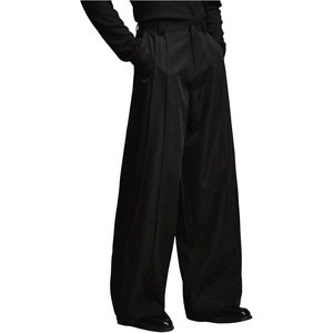 image:imageGORGLITTER Mens Baggy Wide Leg Dress Pants Pleated Work Suit Pants High Waisted Slacks Business Casual TrousersSolid Black