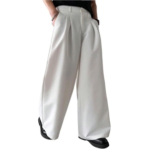 image:imageGORGLITTER Mens Baggy Wide Leg Dress Pants Pleated Work Suit Pants High Waisted Slacks Business Casual TrousersWhite