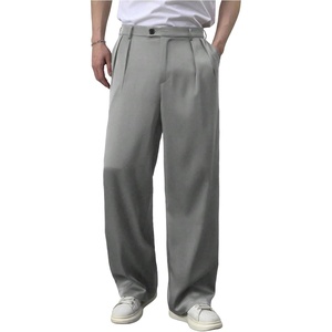 image:imageGORGLITTER Mens Pin Stripe Baggy Dress Pants Wide Leg Business Casual Work Pleated Slacks TrousersDark Grey