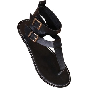 image:imageGORGLITTER Womens Gladiator Strap Sandals Flip Flops Fisherman Buckle Thong Sandals Open Toe Ankle Strap Flat SlidesBlack