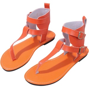 image:imageGORGLITTER Womens Gladiator Strap Sandals Flip Flops Fisherman Buckle Thong Sandals Open Toe Ankle Strap Flat SlidesOrange
