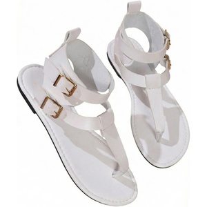 image:imageGORGLITTER Womens Gladiator Strap Sandals Flip Flops Fisherman Buckle Thong Sandals Open Toe Ankle Strap Flat SlidesWhite