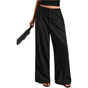 image:imageGORGLITTER Womens Low Rise Dress Pants Going Out Formal Outfits Wide Leg Work Slacks Pants Business Casual TrousersBlack