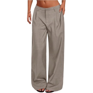 image:imageGORGLITTER Womens Low Rise Dress Pants Going Out Formal Outfits Wide Leg Work Slacks Pants Business Casual TrousersKhaki