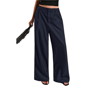 image:imageGORGLITTER Womens Low Rise Dress Pants Going Out Formal Outfits Wide Leg Work Slacks Pants Business Casual TrousersMedium Blue