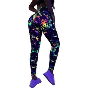 image:imageGORGLITTER Womens Neon 80s Leggings Rave High Waisted Y2K Festival Skinny PantsMulticolor