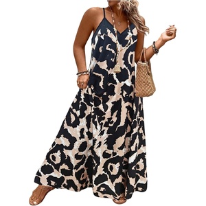 image:imageGORGLITTER Womens Plus Size Summer Dress Boho Beach Sundress Bump Friendly Tropical Sleeveless Maxi Long Cruise DressBlack Leopard