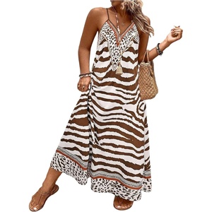 image:imageGORGLITTER Womens Plus Size Summer Dress Boho Beach Sundress Bump Friendly Tropical Sleeveless Maxi Long Cruise DressBrown