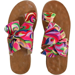 image:imageGORGLITTER Womens Rainbow Dressy Flat Sandals Trendy 2026 Vacation Beach Open Toe Thong Sandals Summer SlidesPink Colorful