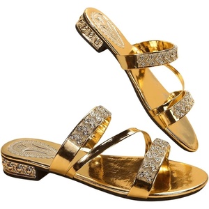 image:imageGORGLITTER Womens Sparkly Strappy Summer Sandals 2026 Dressy Rhinestone Wedding Shoes Cute Trendy Vacation Gold SandalsGold